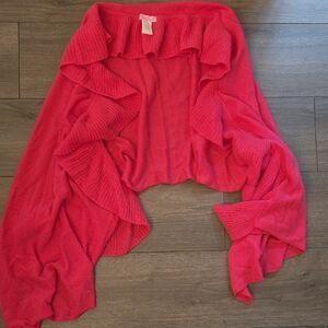 Lilly Pulitzer Bright Pink Cashmere Ruffle Sweater Shrug